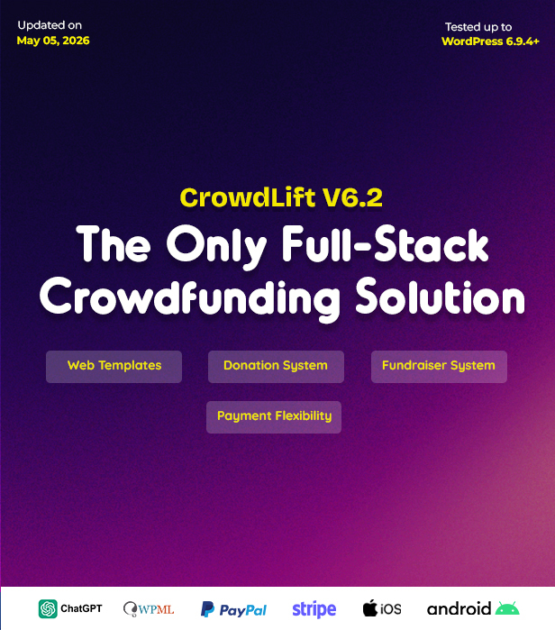 CrowdLift - 2026 Crowdfunding WordPress Theme & System