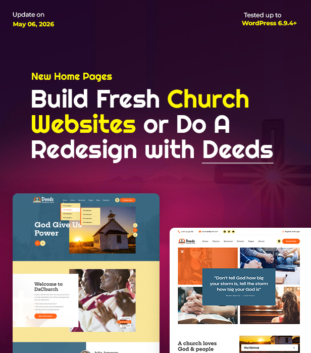 Deeds - The Best Church WordPress Theme 2026